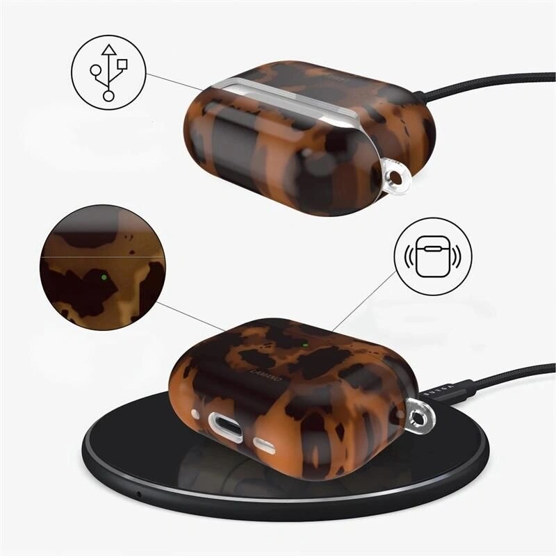 Tech-Protect Lamano Case for Apple AirPods Pro 3, Black and Brown