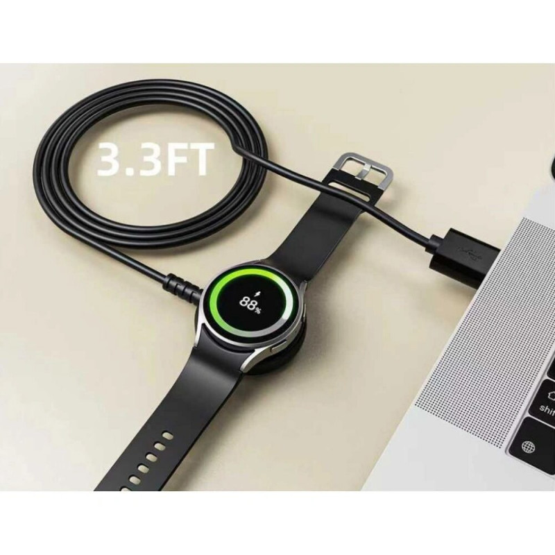 Tech-Protect MC03 UltraBoost Magnetic Charging Cable USB-A 100 cm for Samsung Galaxy Watch, Black