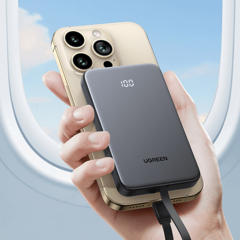 UGREEN PB526 10000mAh 20W Power Bank with Built-in USB-C Cable