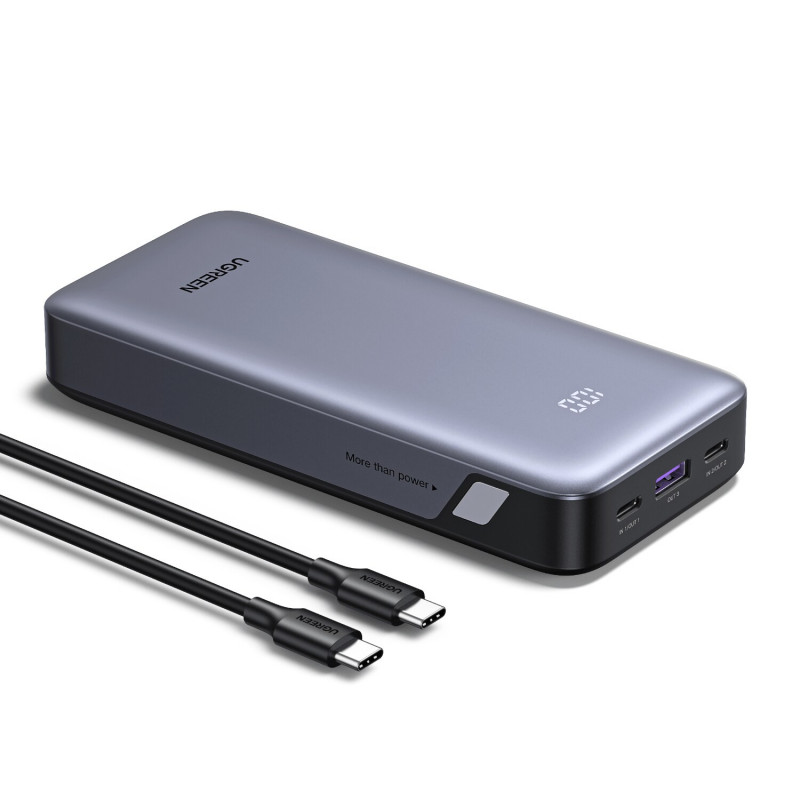 UGREEN PB532 20000mAh 30W Two-way Fast Charging Power Bank, 2x USB-C, USB-A, Grey