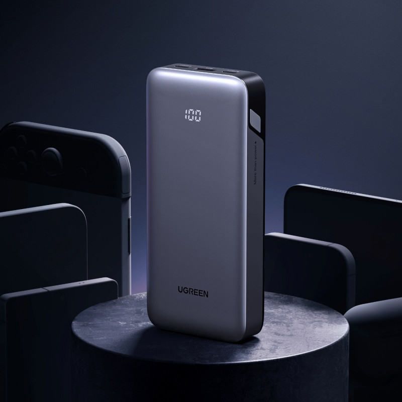 UGREEN PB532 20000mAh 30W Two-way Fast Charging Power Bank, 2x USB-C, USB-A, Grey