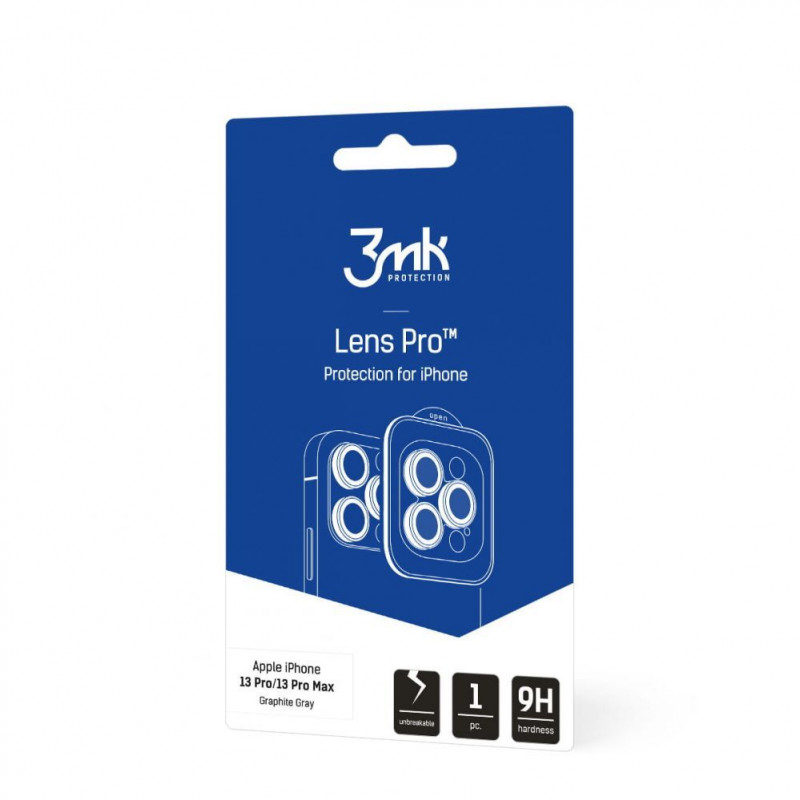 3MK Lens Protection Pro Apple iPhone 13 Pro / 13 Pro Max camera lens protector glass, graphite grey