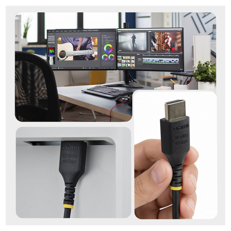 StarTech.com HDMI21-CBL-SLIM-1M Ultra High Speed HDMI 2.1 Cable, 1 m, Black