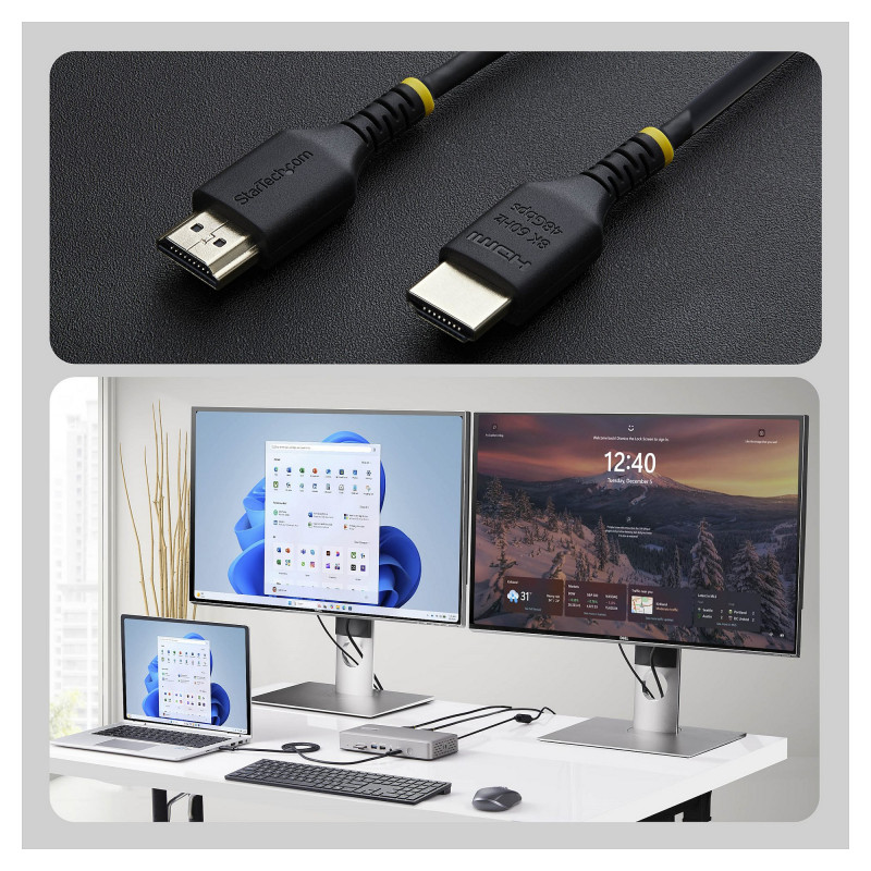 StarTech.com HDMI21-CBL-SLIM-1M Ultra High Speed HDMI 2.1 Cable, 1 m, Black