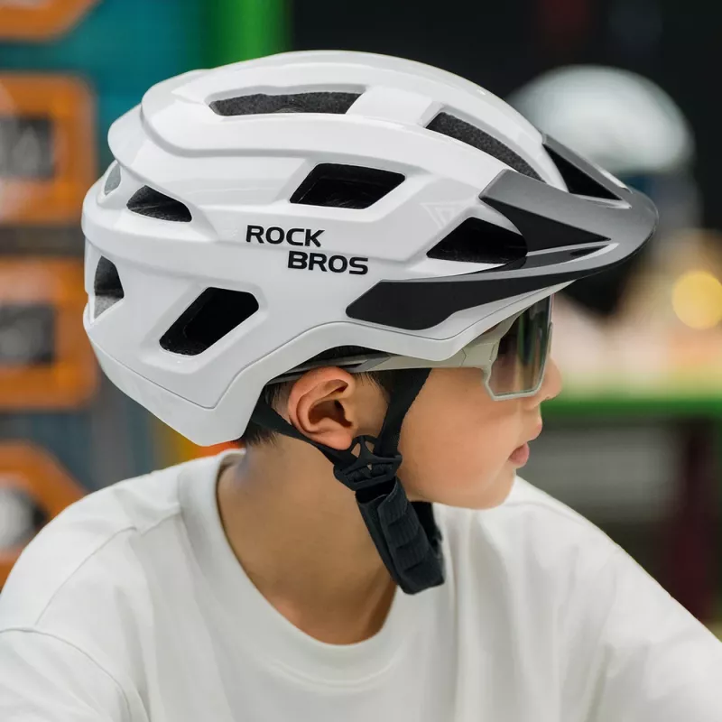Rockbros LK-67 Youth Bike Helmet with Detachable Visor, 54-58 cm, white