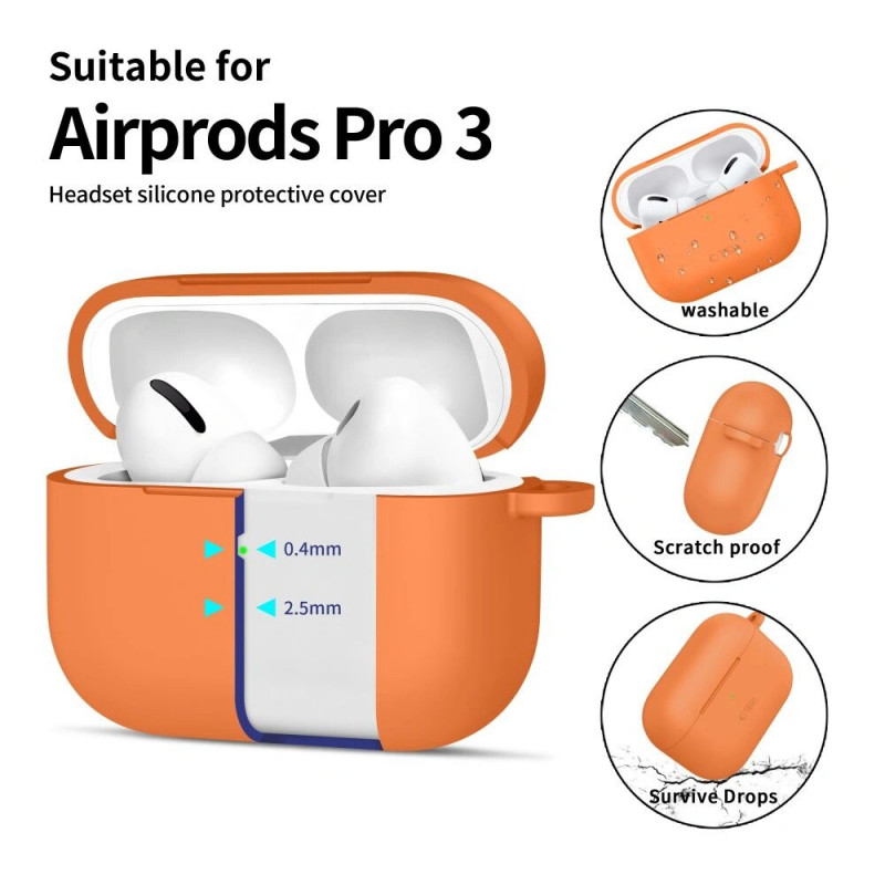 Tech-Protect Silicone Hook case for Apple AirPods Pro 3, Cosmic Orange