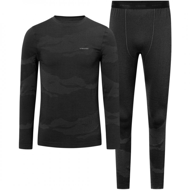 Viking Gasher Man Set Merino Men's Underwear, Black, XL