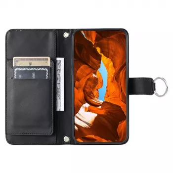 Hurtel Samsung Galaxy A37 5G PU Leather Wallet Case with Stand and Shoulder Strap, black
