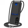 Hurtel Samsung Galaxy A37 5G TPU Case with Card Holder and Crossbody Lanyard, black