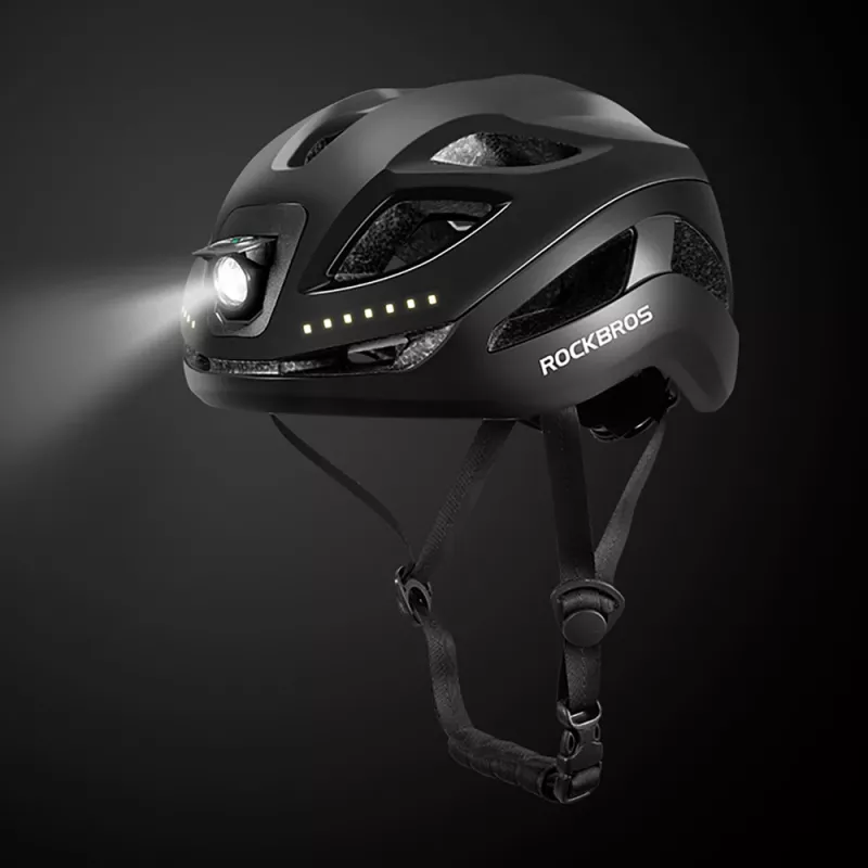 Rockbros ZK-077 Bike Helmet with Integrated Multi-Directional Lighting 57–61 cm, Black