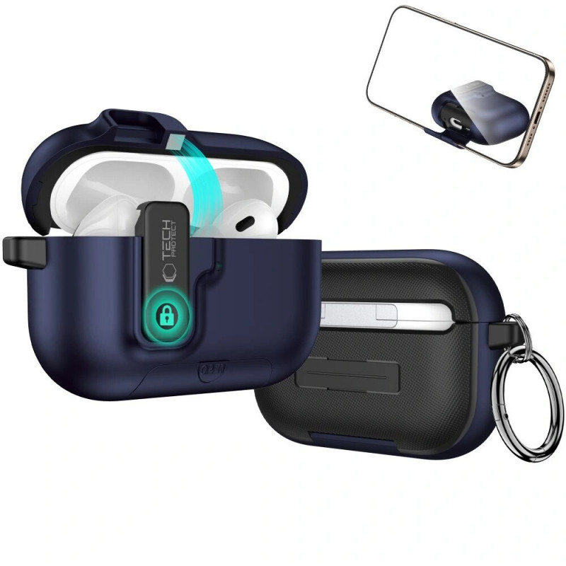 Tech-Protect Slim Hook case for Apple AirPods Pro 3, Navy Blue