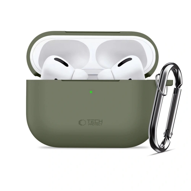 Tech-Protect Silicone Hook case for Apple AirPods Pro 3, Olive Green