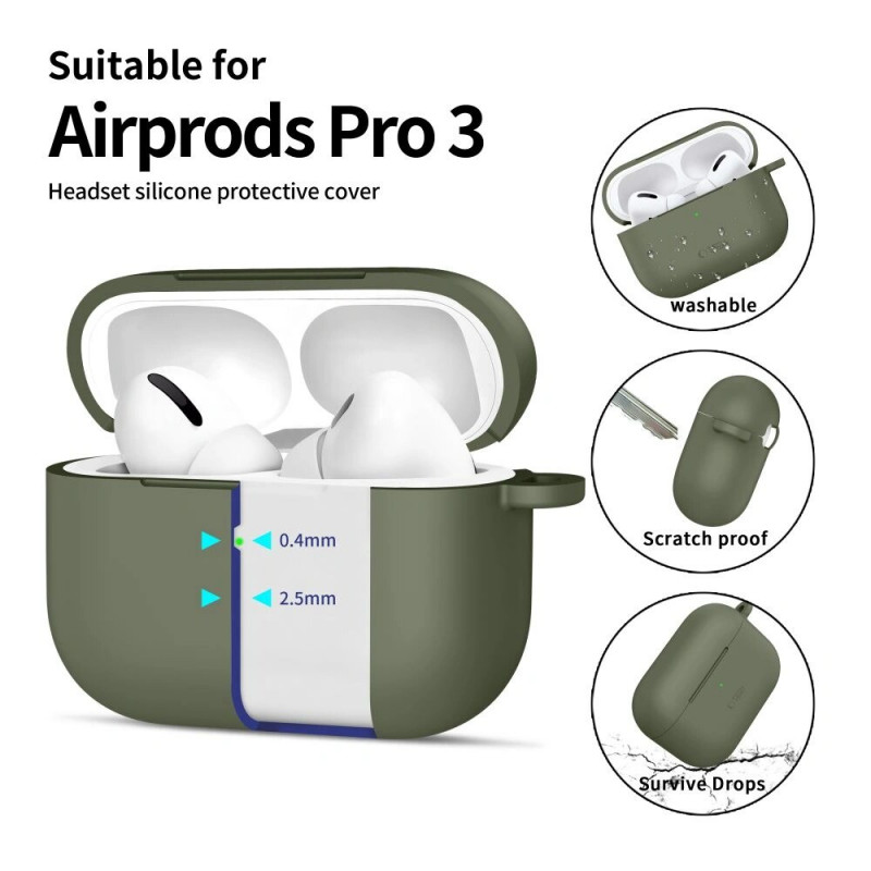 Tech-Protect Silicone Hook case for Apple AirPods Pro 3, Olive Green