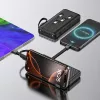 Wozinsky W11-B 10000mAh 10W Power Bank with Built-in Cables and Flashlight, Black