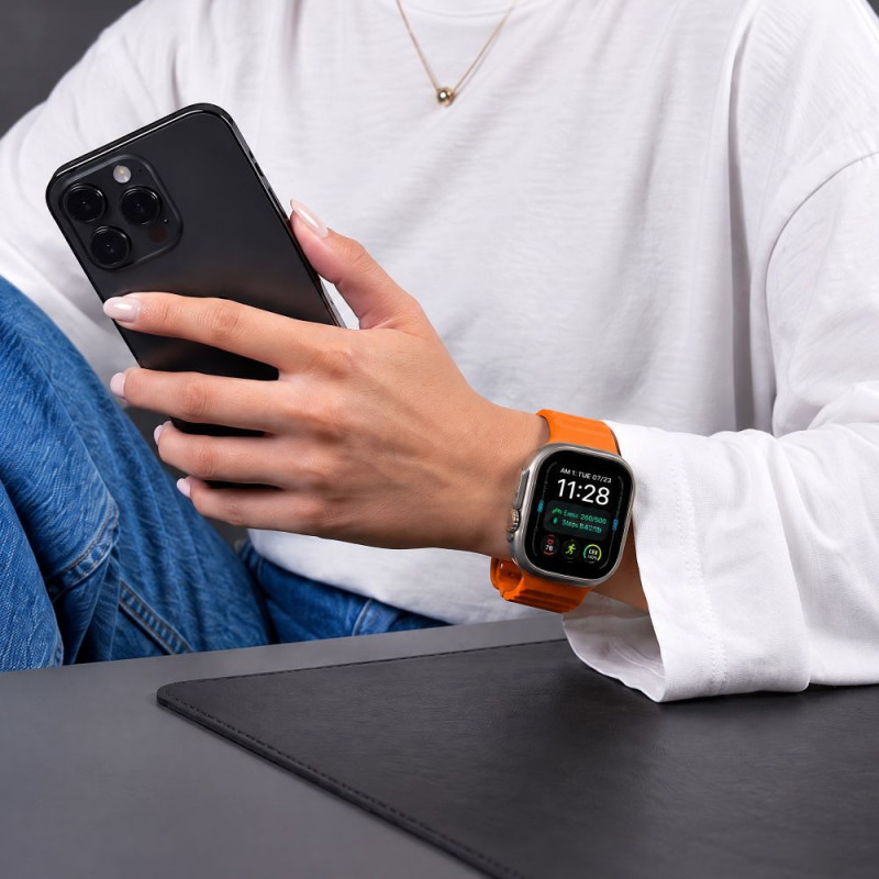 Tech-Protect Silicone Line Apple Watch 8 / 9 / 10 / 11 / 12 / SE / Ultra 44/45/46/49 mm Strap, Orange