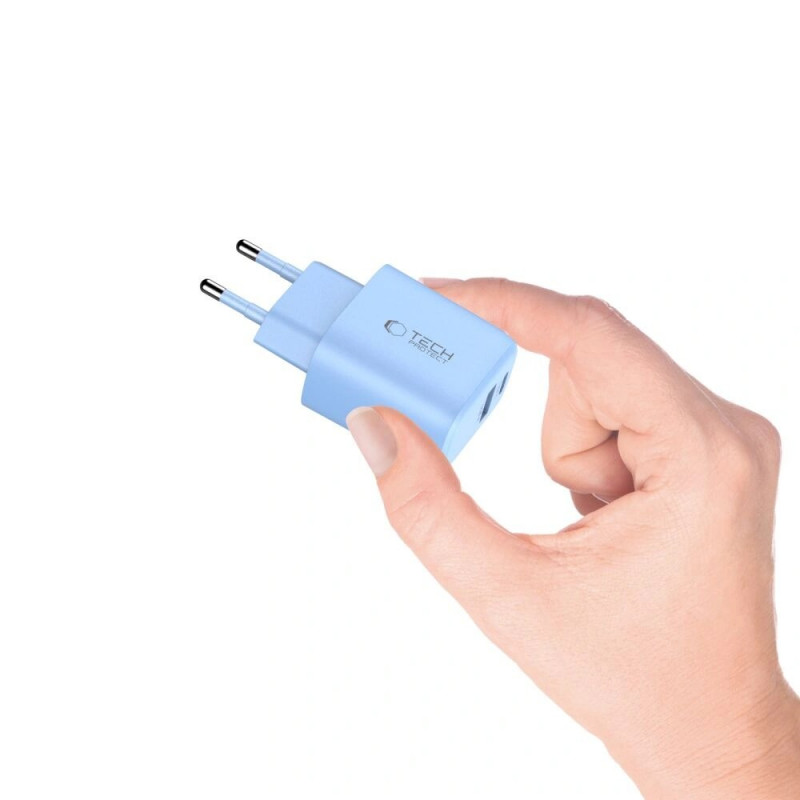 Tech-Protect NCA20 USB-A, USB-C Network Charger PD 20W / QC3.0 Baby Blue