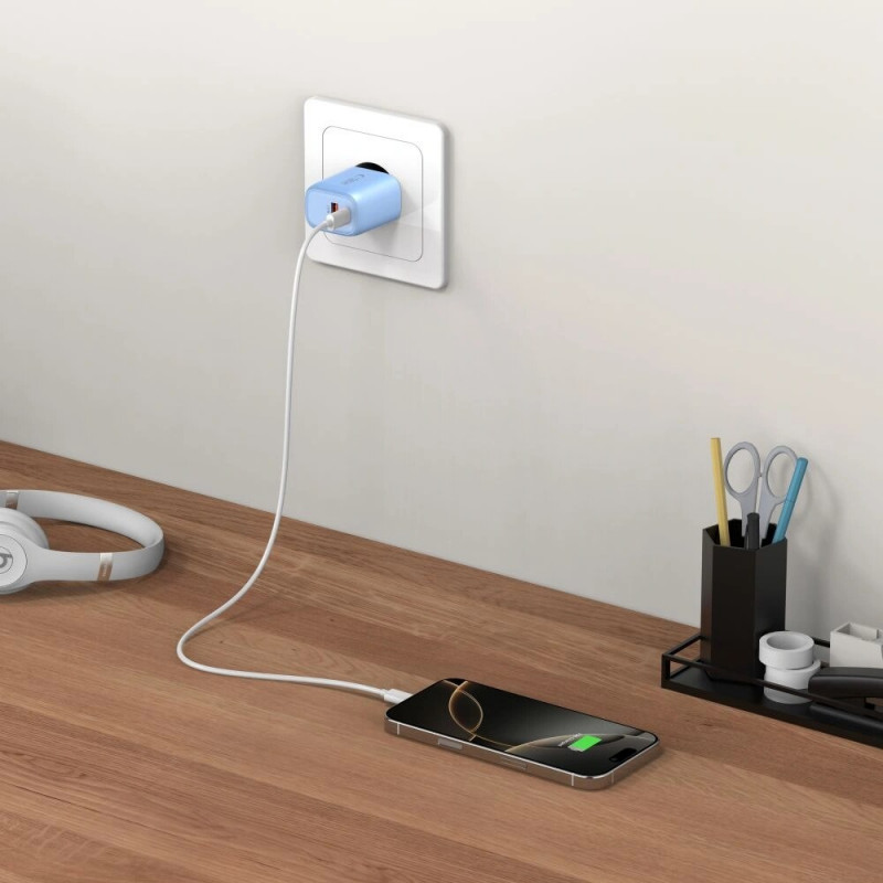 Tech-Protect NCA20 USB-A, USB-C Network Charger PD 20W / QC3.0 Baby Blue