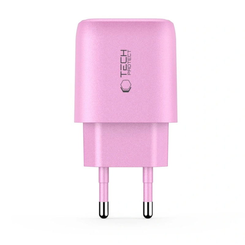 Tech-Protect NCA20 USB-A / USB-C wall charger PD 20W / QC3.0, Baby Pink