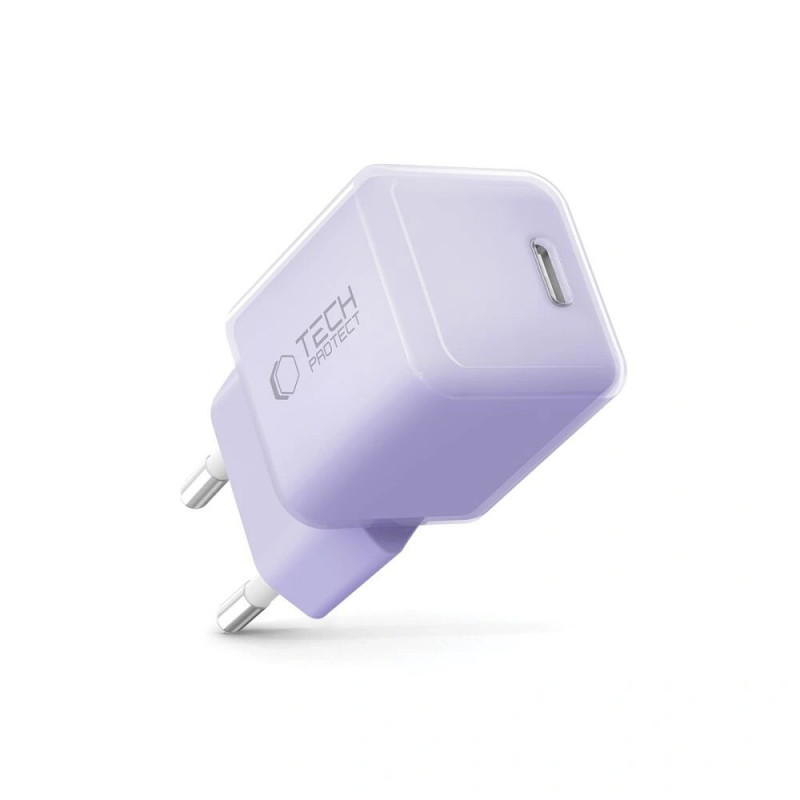 Tech-Protect NCM25 USB-C wall charger PD 25W, Baby Purple