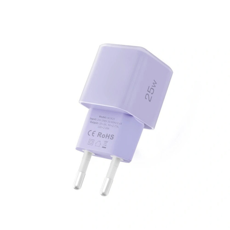Tech-Protect NCM25 USB-C wall charger PD 25W, Baby Purple