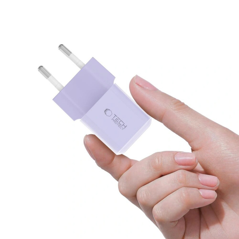 Tech-Protect NCM25 USB-C wall charger PD 25W, Baby Purple