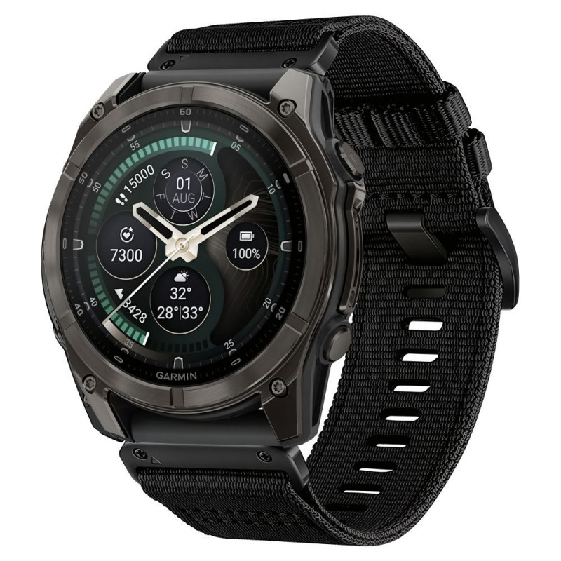 Tech-Protect Nylon Classic Watch Strap for Garmin Fenix 5X / 5X Plus / 6X / 6X Pro / 7X / 8 / 8 Pro / 9 / 9 Pro 47 mm, Black