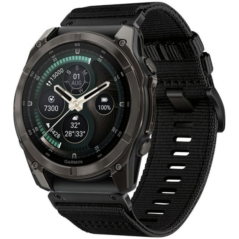Tech-Protect Nylon Classic Watch Strap for Garmin Fenix 5X / 5X Plus / 6X / 6X Pro / 7X / 8 / 8 Pro / 9 / 9 Pro 47 mm, Black