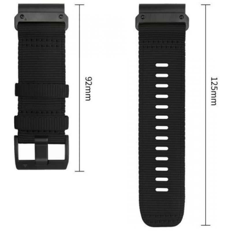 Tech-Protect Nylon Classic Watch Strap for Garmin Fenix 5X / 5X Plus / 6X / 6X Pro / 7X / 8 / 8 Pro / 9 / 9 Pro 47 mm, Black