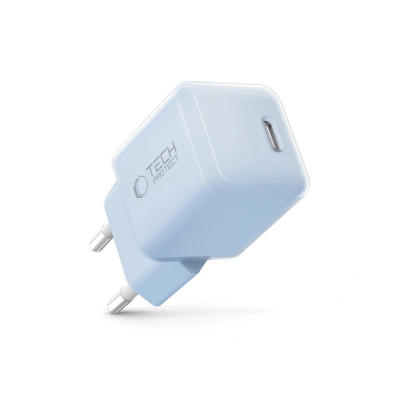 Tech-Protect NCM25 USB-C wall charger PD 25W, Baby Blue