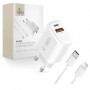 Tech-Protect NCA20 USB-A / USB-C wall charger PD 20W / QC3.0 with USB-C / Lightning cable 100 cm, White