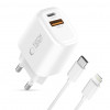 Tech-Protect NCA20 USB-A / USB-C wall charger PD 20W / QC3.0 with USB-C / Lightning cable 100 cm, White