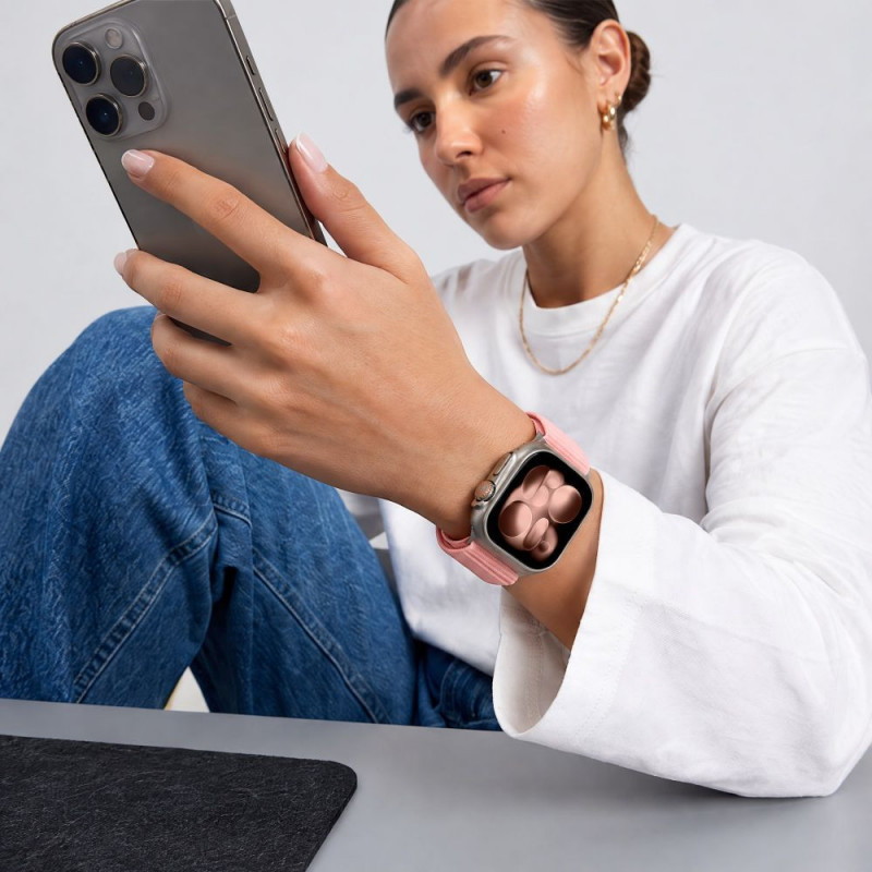 Tech-Protect NylonLoop band for Apple Watch 8 / 9 / 10 / 11 / 12 / SE (40 / 41 / 42 mm), Blush Pink