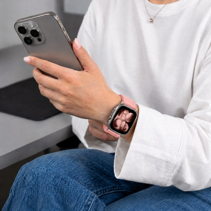 Tech-Protect NylonLoop band for Apple Watch 8 / 9 / 10 / 11 / 12 / SE (40 / 41 / 42 mm), Blush Pink