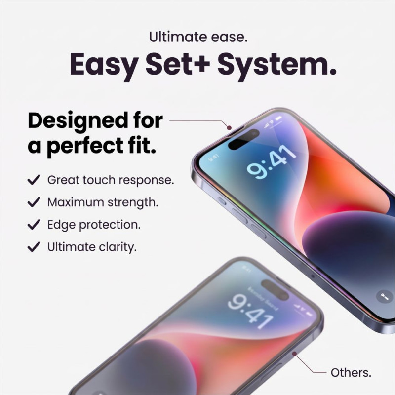 Tech-Protect Easy Set+ tempered glass set for Apple iPhone 18 Pro screen and lens, Clear (3 pcs)