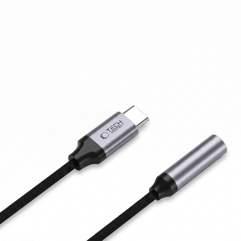 Tech-Protect Ultraboost USB-C to 3.5 mm Mini Jack DAC Adapter, Iron Grey