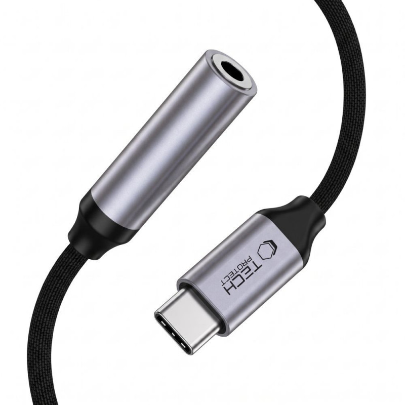 Tech-Protect Ultraboost USB-C to 3.5 mm Mini Jack DAC Adapter, Iron Grey