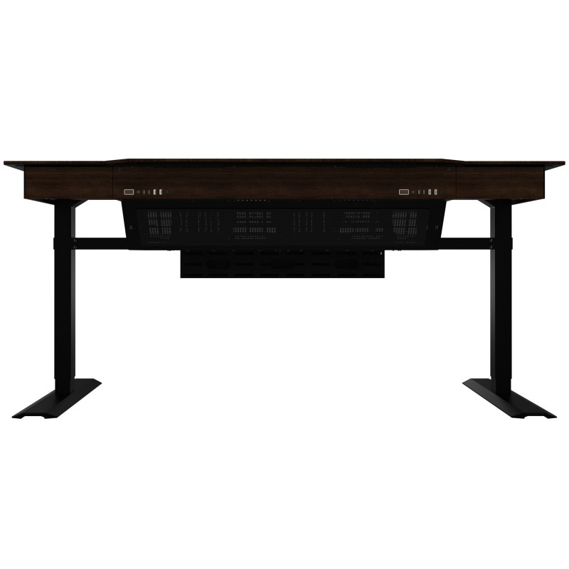 Lian Li DK07 Desk Case Wood Edition, Dual-System Capable, 2x E-ATX, Height Adjustable, Walnut / Black