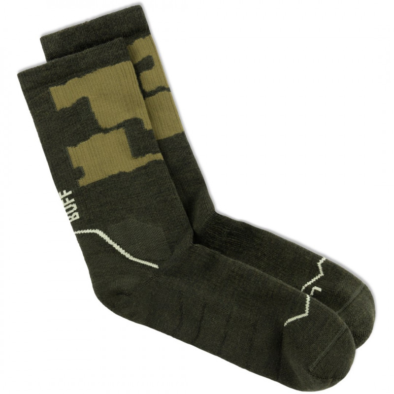 Buff Merino MW Crew Socks MWC2, Beetle Green, L