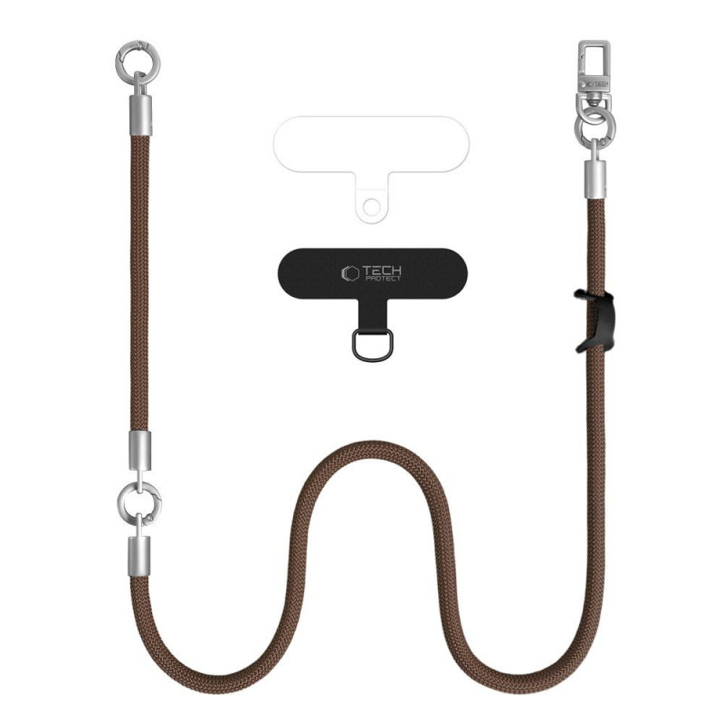 Tech-Protect C10S Rope Crossbody & Wrist Strap Set, Walnut Brown/Titanium