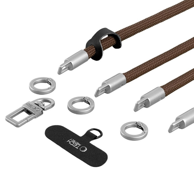 Tech-Protect C10S Rope Crossbody & Wrist Strap Set, Walnut Brown/Titanium