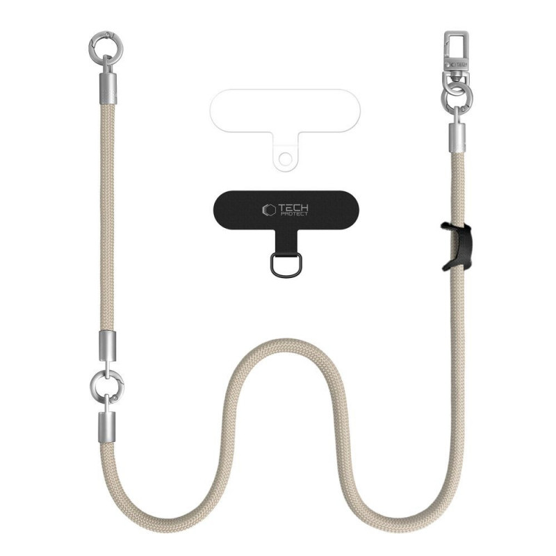 Tech-Protect C10S Rope Crossbody & Wrist Strap Set, Desert Beige/Titanium