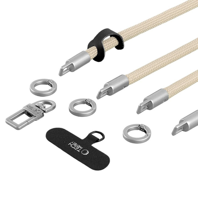 Tech-Protect C10S Rope Crossbody & Wrist Strap Set, Desert Beige/Titanium
