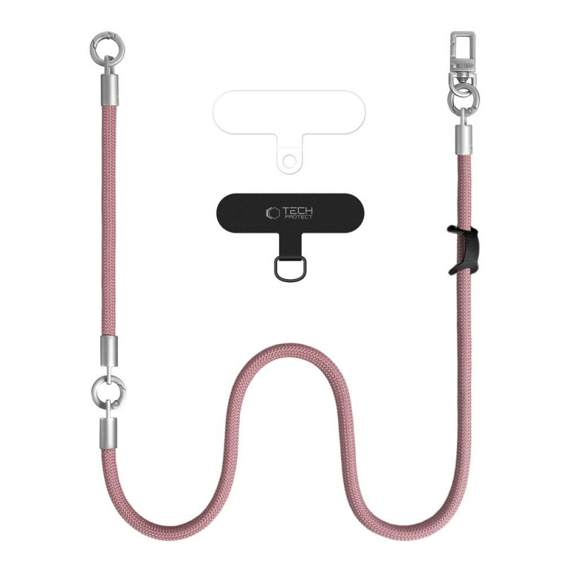 Tech-Protect C10S Rope Crossbody & Wrist Strap Set, Dusty Rose/Titanium