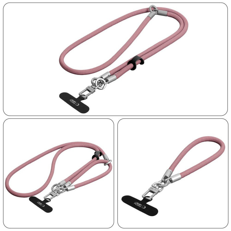 Tech-Protect C10S Rope Crossbody & Wrist Strap Set, Dusty Rose/Titanium