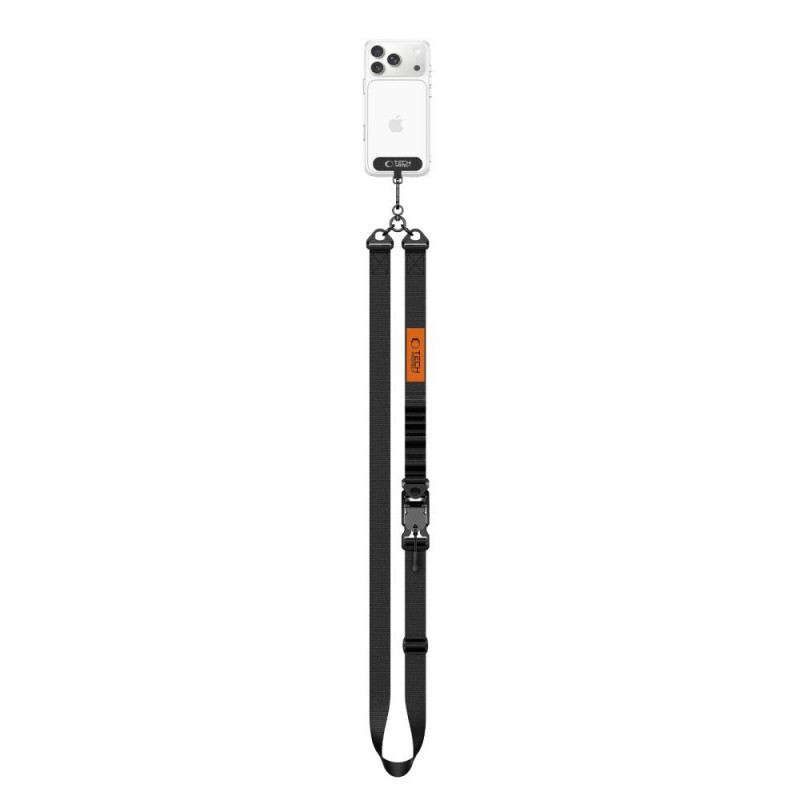 Tech-Protect C9S Rope Crossbody Phone Strap, Black/Orange