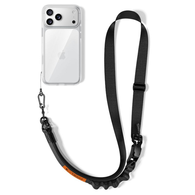 Tech-Protect C9S Rope Crossbody Phone Strap, Black/Orange
