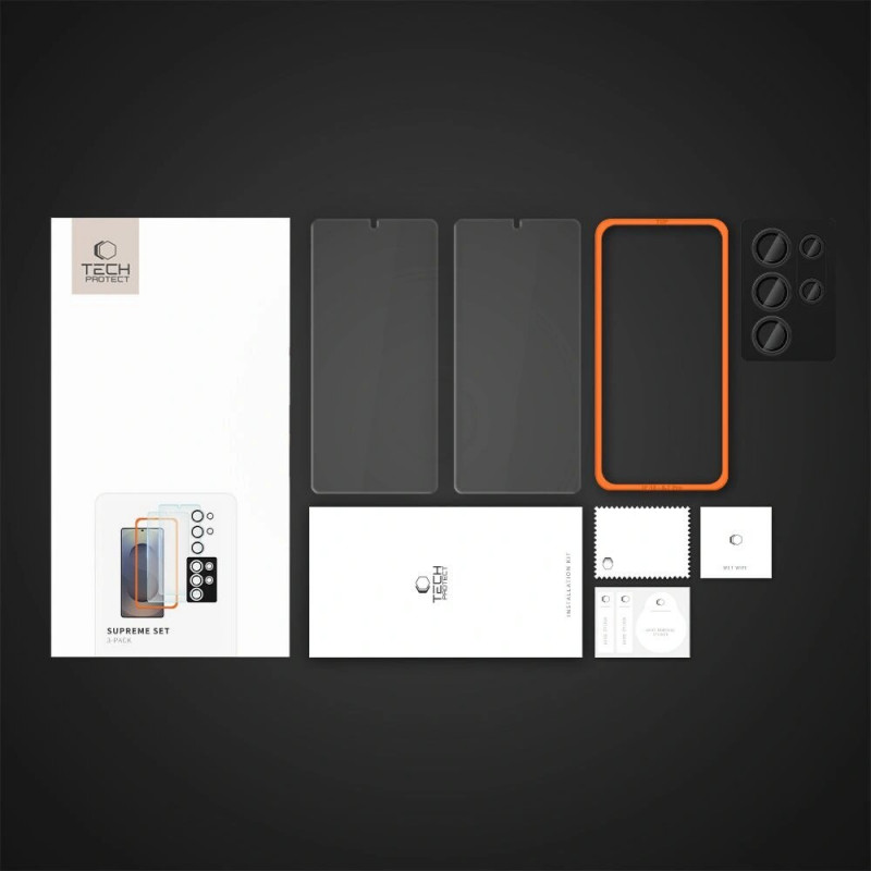 Tech-Protect Supreme Set Tempered Glass Screen and Lens Protector Set for Samsung Galaxy S25 Ultra, Clear (3 pcs)