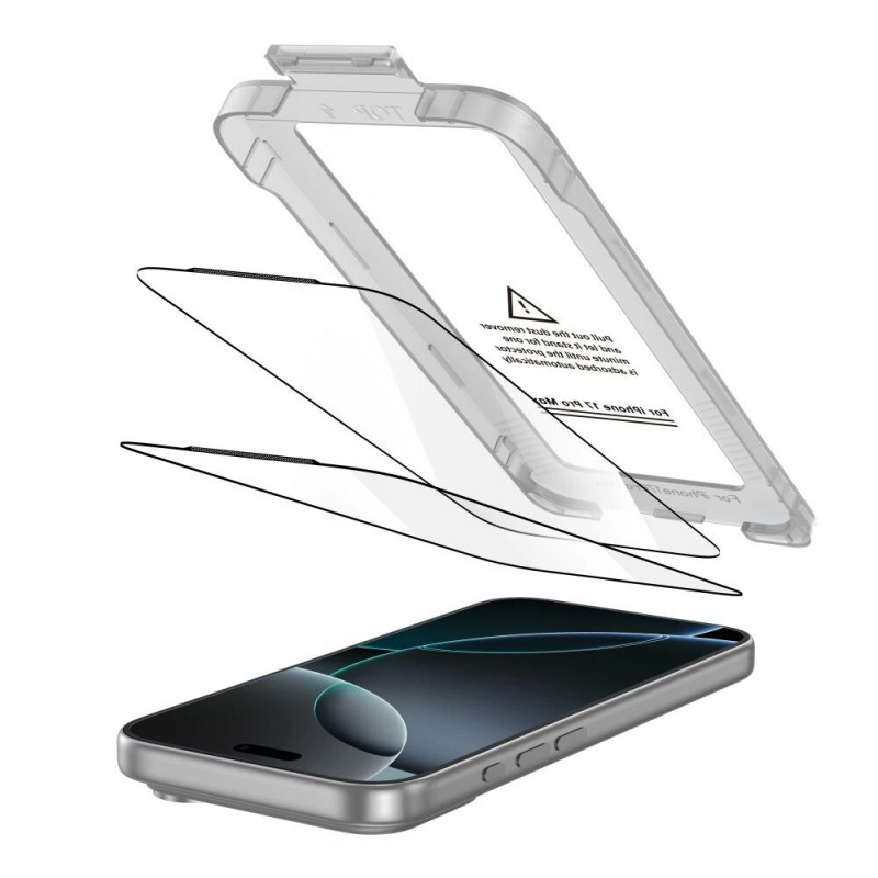 Tech-Protect Quick Set+ Tempered Glass Screen Protector for Apple iPhone 17 Pro Max, Black (2 pcs)