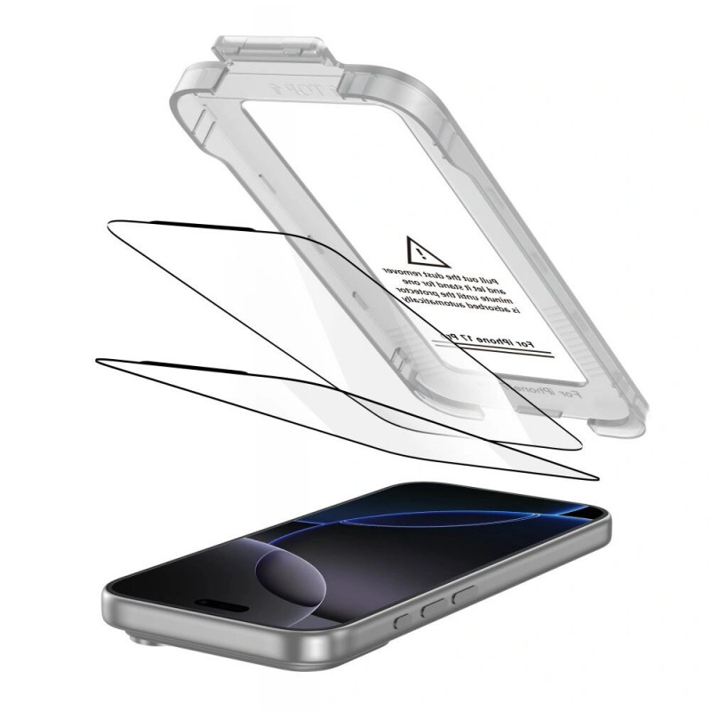 Tech-Protect Quick Set+ THP4500 Tempered Glass Screen Protector for Apple iPhone 17 Pro, Black (2 pcs)