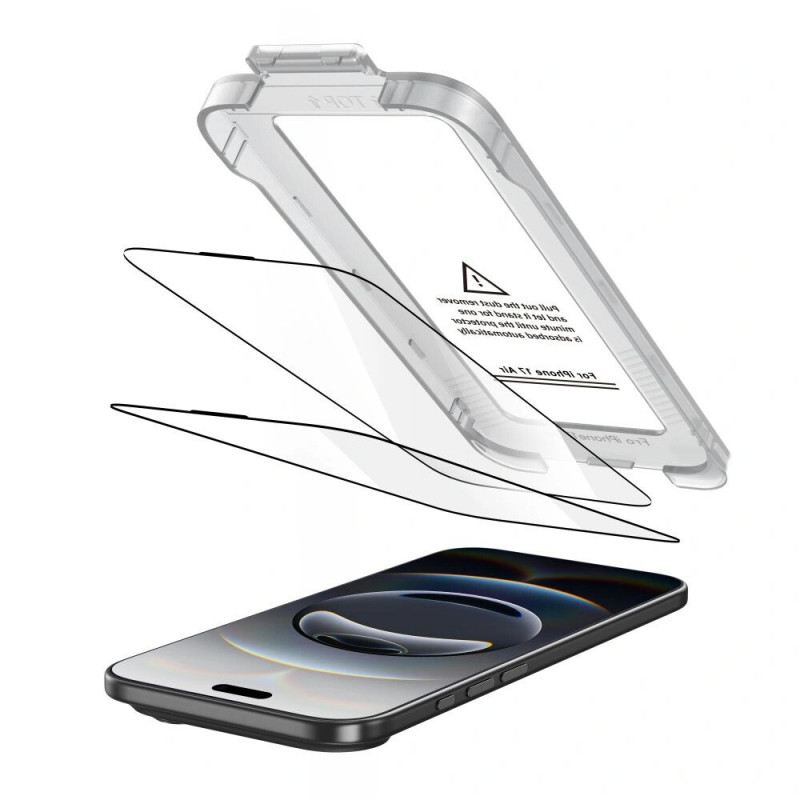Tech-Protect Quick Set+ Tempered Glass Screen Protector for Apple iPhone Air, Black (2 pcs)